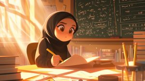 cartoon student math class
