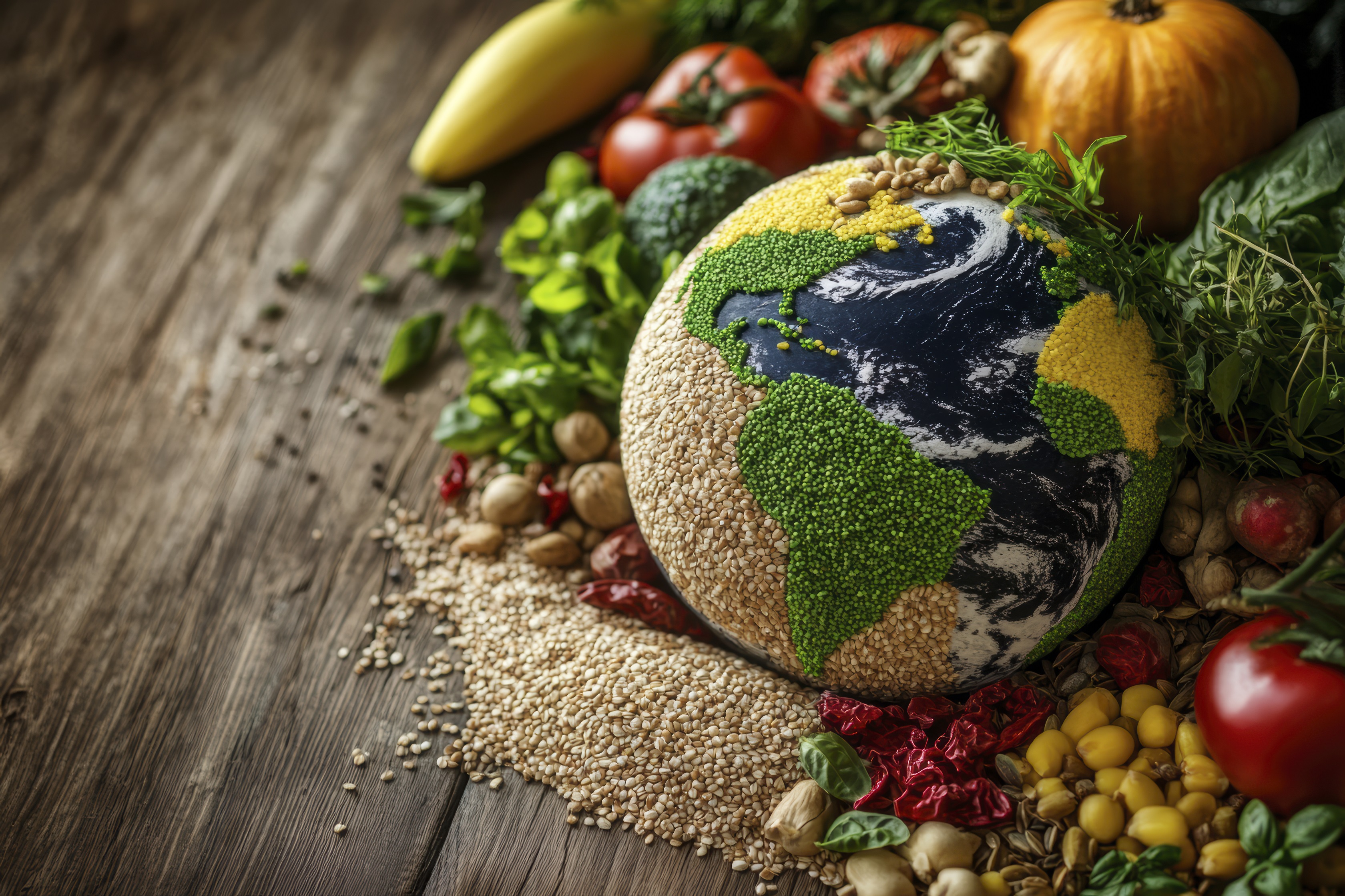 world food ball filled surrounded by food world food day NEW